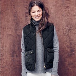 J CREW Black Excursion Quilted Vest Size M